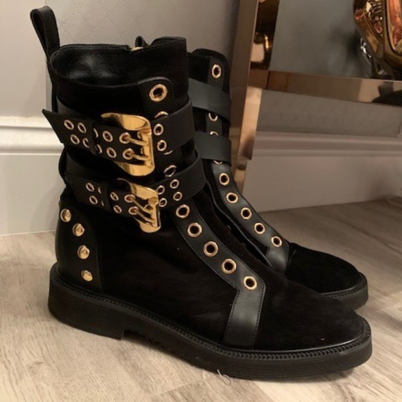 Giuseppe Zanotti Black Suede Moto Boots 